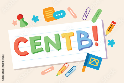 Back to School Colorful Note with Centb Text and Stationery