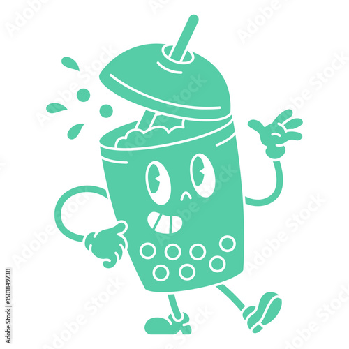 Cartoon of a tea cup with a straw in it