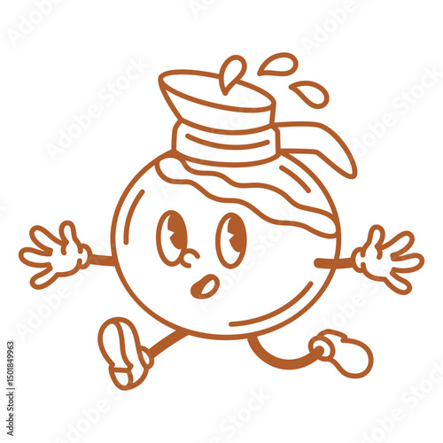 Cartoon image of a orange fruit running