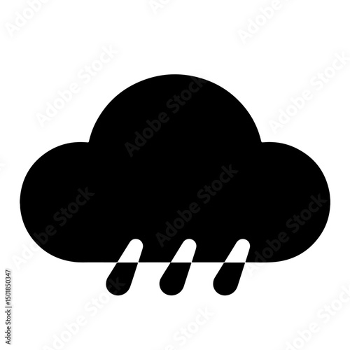 A black illustration of a rain cloud, symbolizing a weather forecast.
