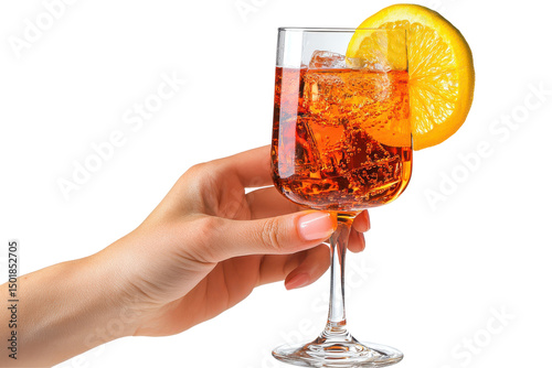 Aperol Spritz Elegance Sparkling bubbles  citrus zest held aloft in refined style