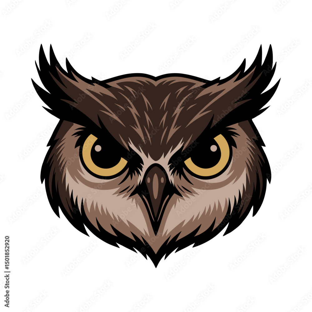 Fototapeta premium Artistic Owl Head with Sharp Eyes