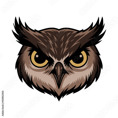 Artistic Owl Head with Sharp Eyes
