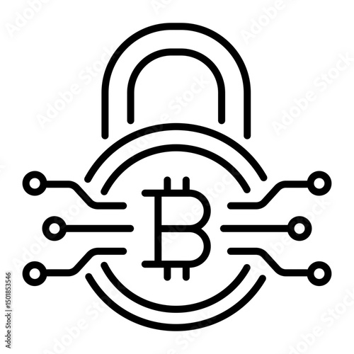 A line style icon of bitcoin security