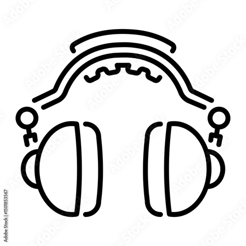A linear style icon of ear protection