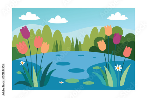 spring landscape with flowers