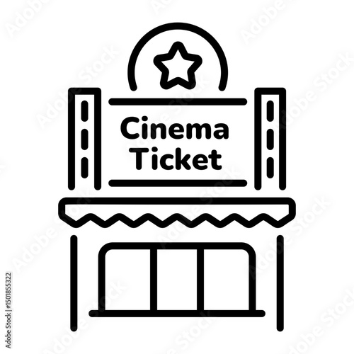 A line style icon of ticket booth