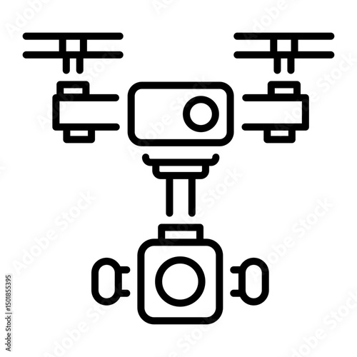 A linear style icon of drone camera