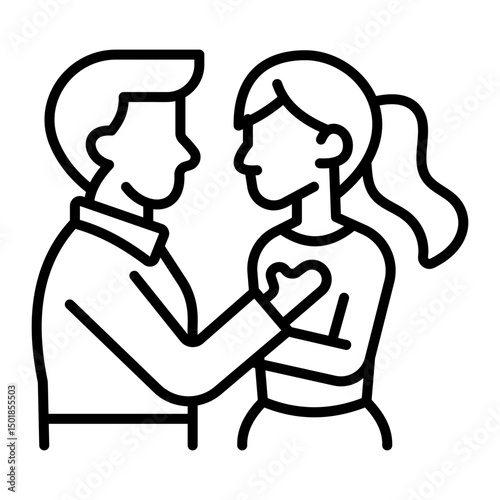 A linear style icon of couple