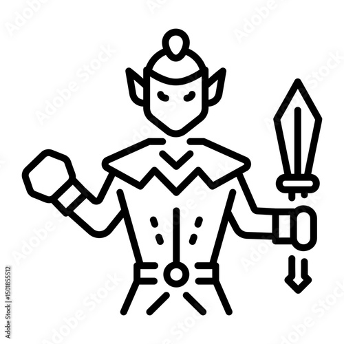 A line style icon of fantasy character