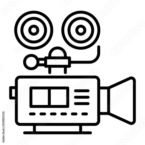 A linear style icon of film camera