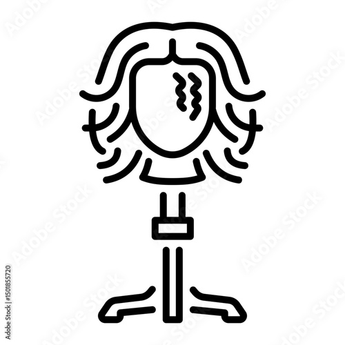 A line style icon of wig stand