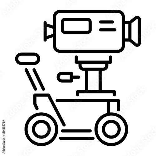 An outline style icon of dolly camera