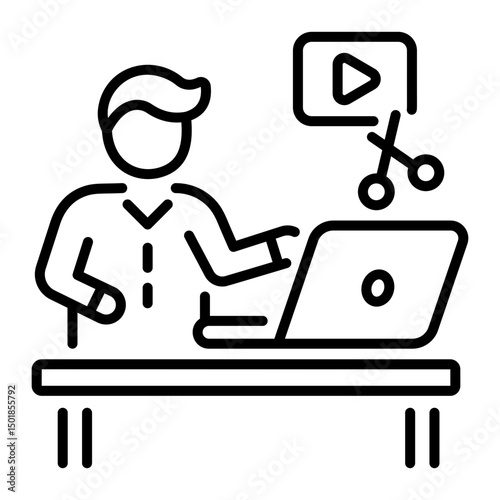 A linear style icon of post production