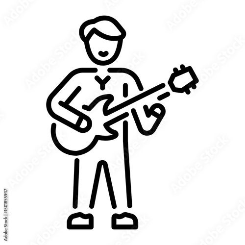 An outline style icon of guitarist