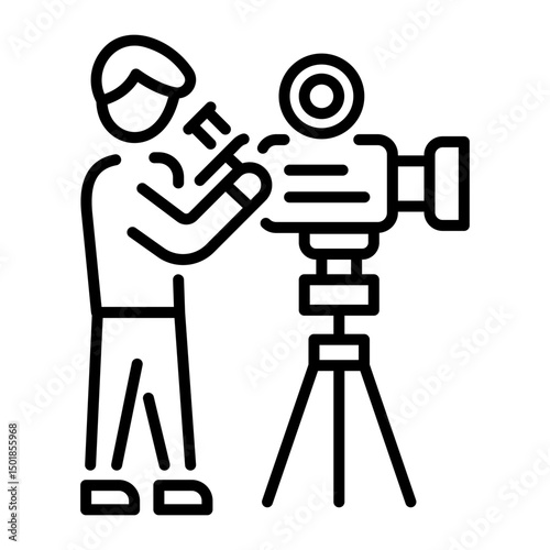 A line style icon of filming