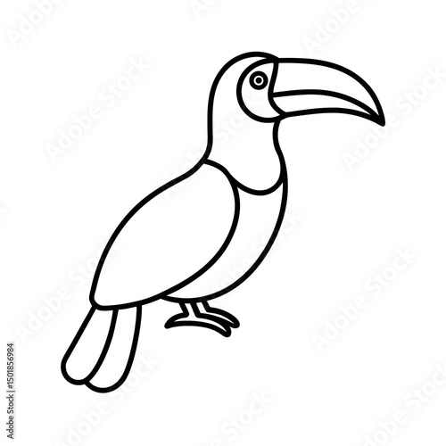 Keel Billed Toucan Outline Line Art Vector Illustration