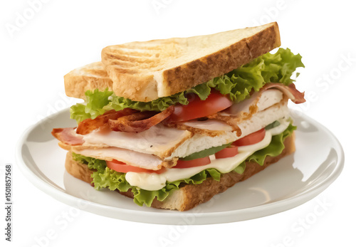 Club sandwich png layered sandwich png deli style sandwich png stacked meat sandwich png toasted club lunch png triple layer sandwich png transparent background image