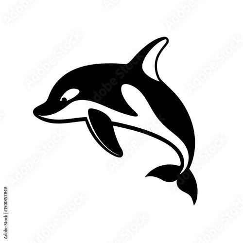 Simple Killer Whale Minimal Line Art Design