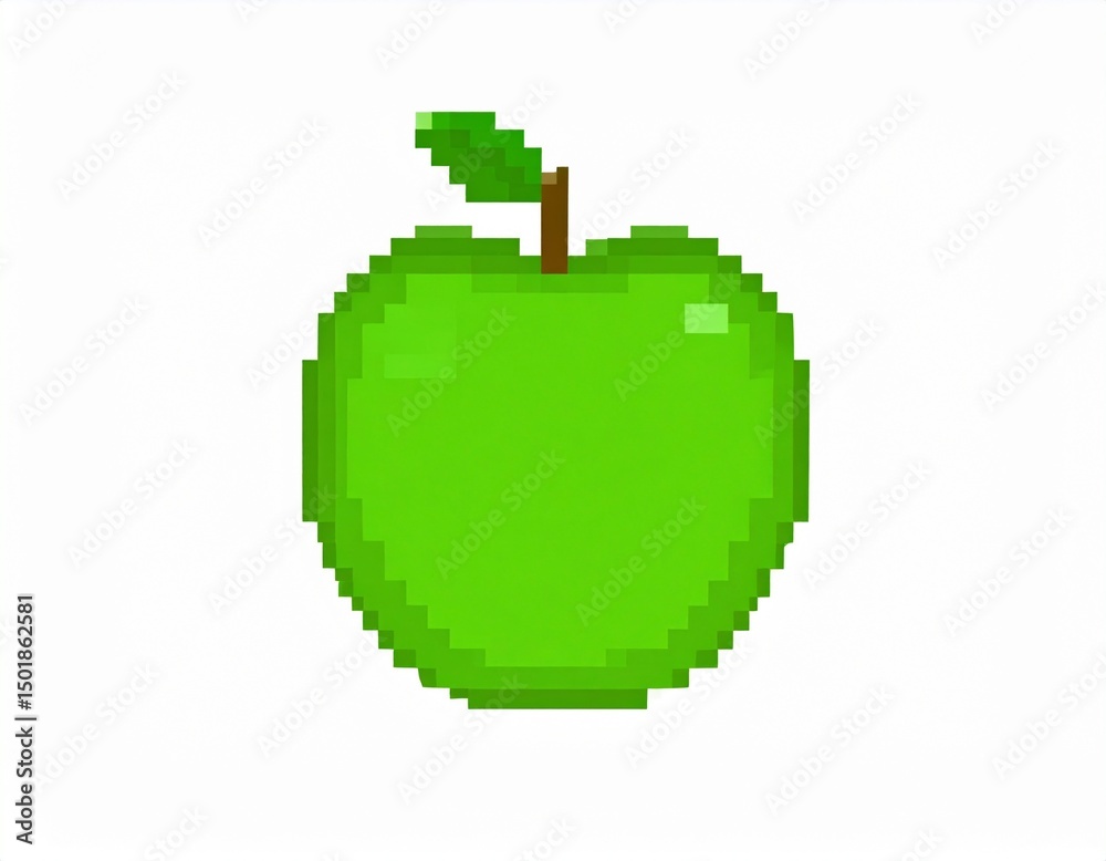 Fototapeta premium GREEN APPLE 8 BIT PIXEL ART