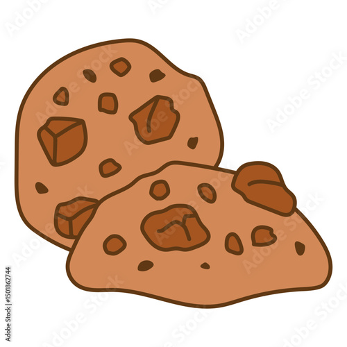 Baked cookie with chocolate chips