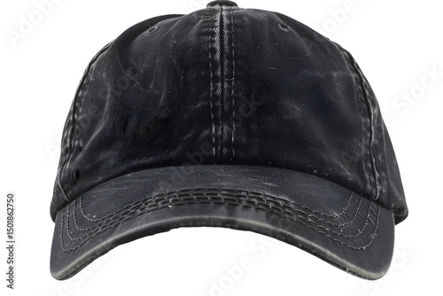 Black Distressed Baseball Cap.