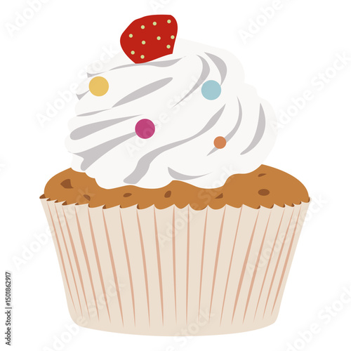 Vanilla garnish cupcake illustration