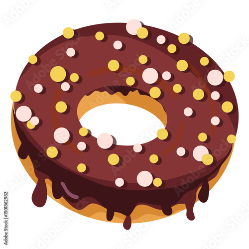 Chocolate doughnut with round sprinkles