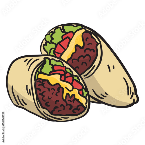 Food mexican burrito illustration