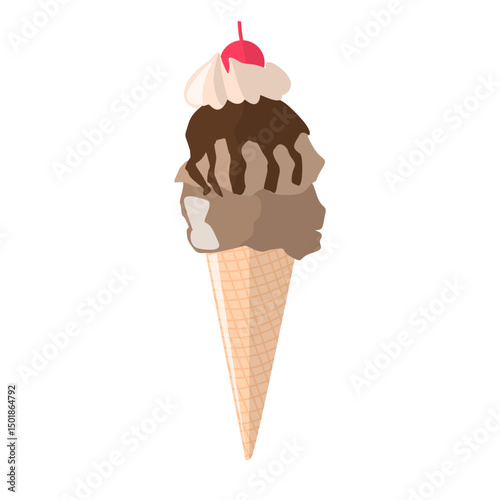 Chocolate ice cream cone illustration