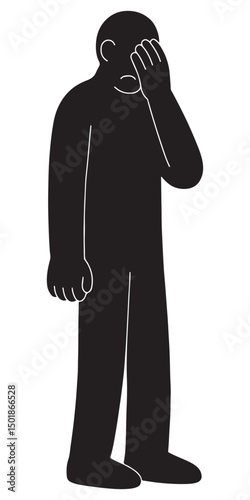 Silhouette of man with head in hand showing sadness depression mental health and emotional stress concept