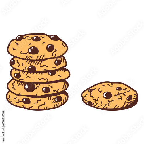 Chocolate cookies color stroke