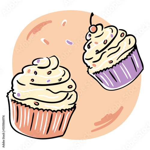 Cupcakes color stroke