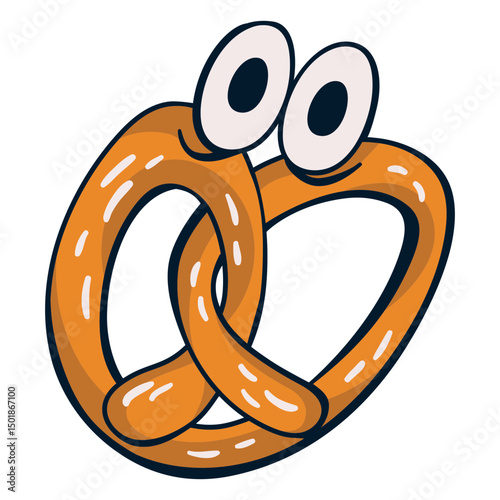 Scared pretzel food character cartoon