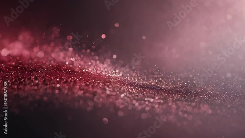 Glittering pink particles flowing on dark background