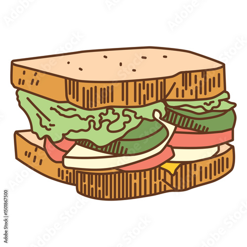 Food illustration sandwich