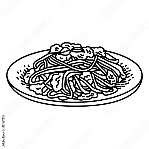 Food line art spaghetti