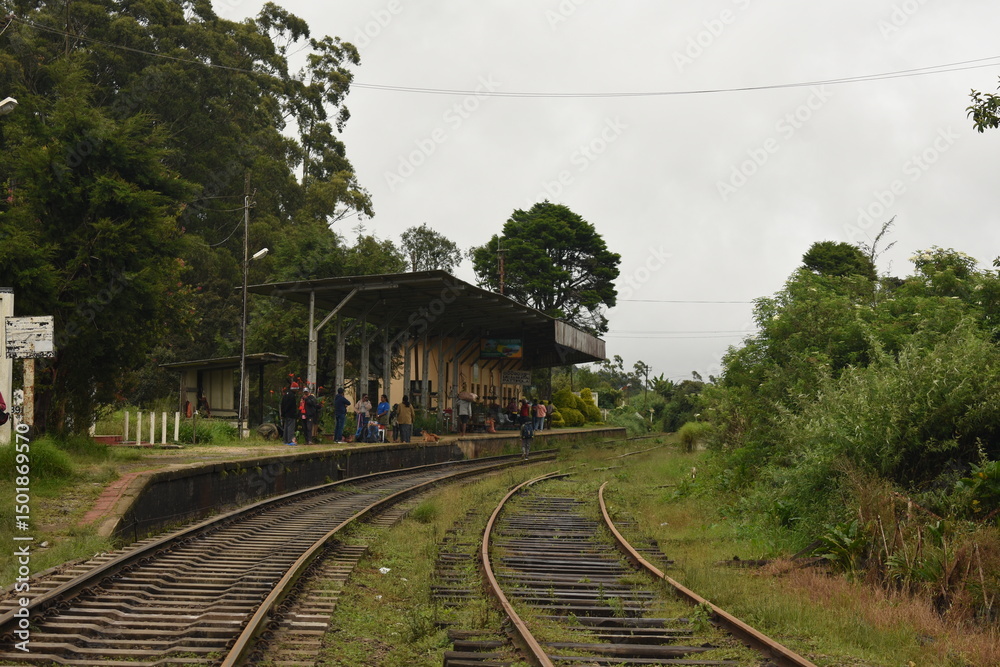 Obraz premium Pattipola Railway Station, Pattipola, Nuwara Eliya, Sri Lanka. The Highest Railway Station in Sri Lanka.