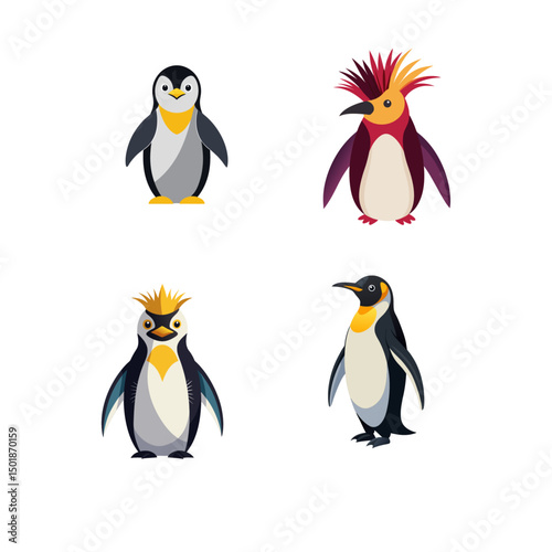 penguins on a white background
