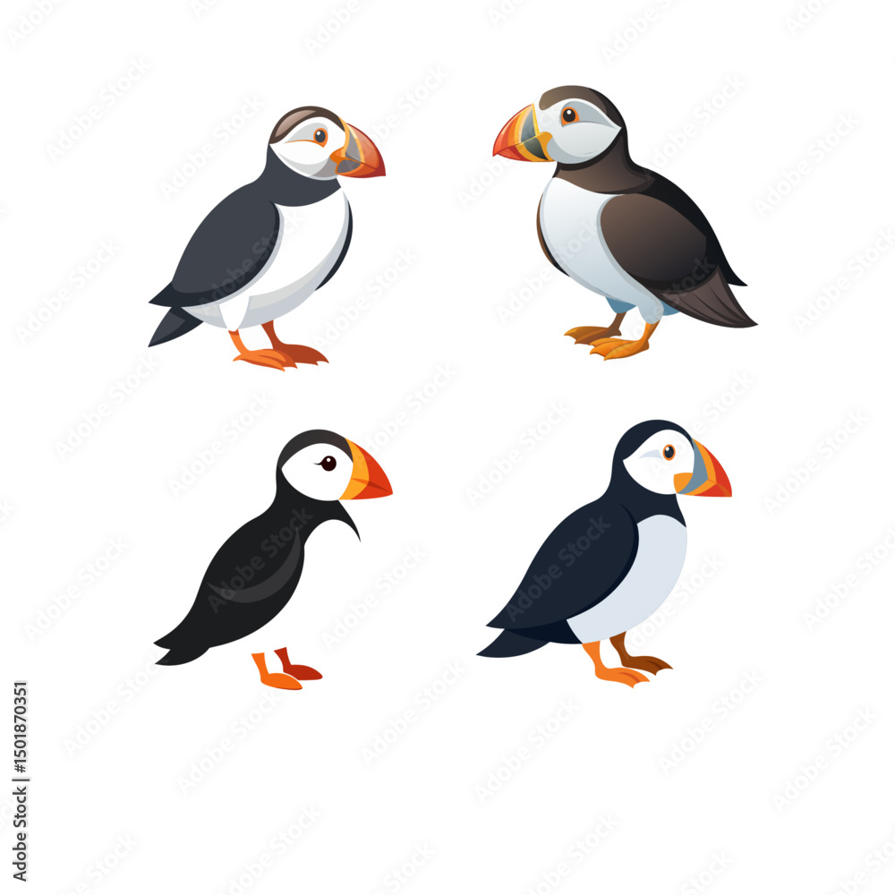 Fototapeta premium set of funny cartoon penguins