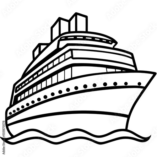 Minimal Cruise Ship Vector on White Background
