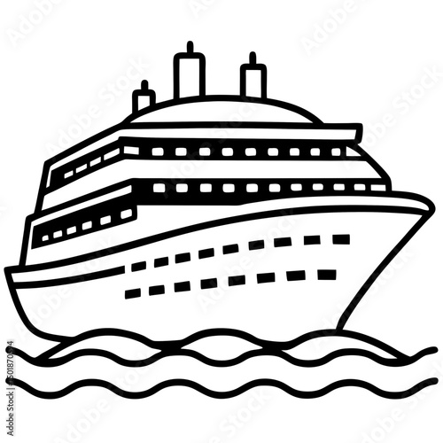 Minimal Cruise Ship Vector on White Background