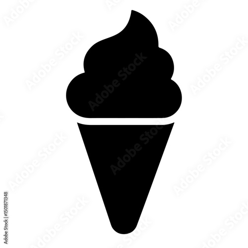 A simple black illustration of an ice cream cone.