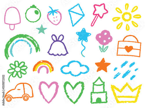Colorful summer icon set with sun and flower elements, a vibrant vector collection