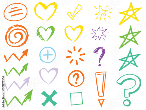 Colorful vector arrows set with heart and business icons