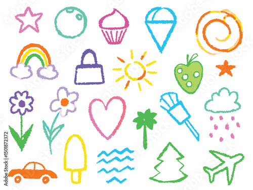 Summer beach icons collection vector design element illustration