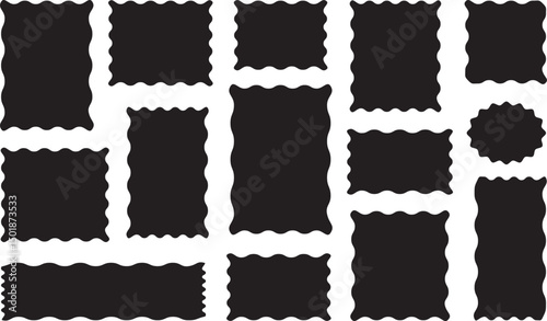 Versatile Blank Sticker and Badge Vector Set – Colorful and Black Jagged Tags Perfect for Labels, Seals, or Signage

