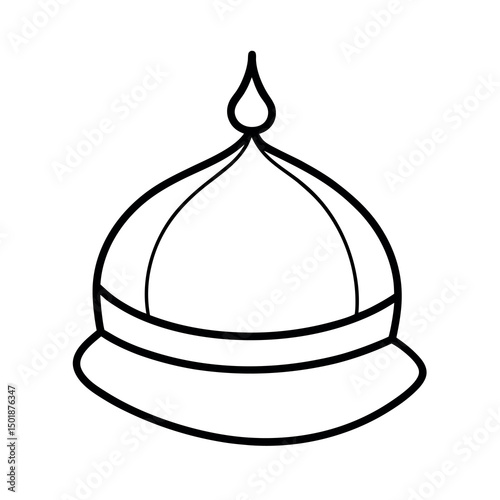 Stylized Muslim Prayer Hat Line Art Drawing