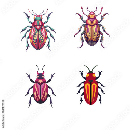 vector collection of beetle
