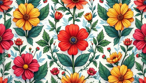 Wallpaper Mural Intricate floral design, repeating seamlessly , spring, illustration Torontodigital.ca
